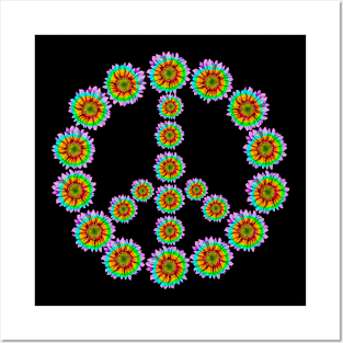 Rainbow sunflowers peace symbol Posters and Art